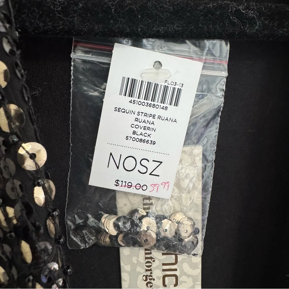Chico's NWT Sequin Stripe Ruana Shawl Wrap